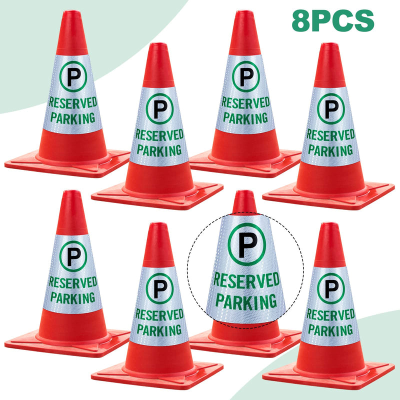 [Australia - AusPower] - Oudain 8 Pack Reserved Parking Cone Sleeve Bright Reflective Reserved Sign 360° High Visible Message Sleeve Reserved Parking Signs for Traffic Safety Cone Driveway Road Commercial Residential Area 