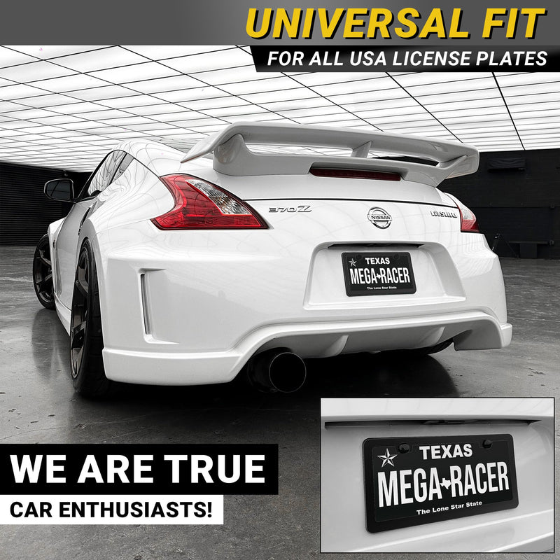 Premium Slim Matte Black License Plate Frames – 2 Pack, Rust-Free Stainless Steel & Rattle-Free, Street Legal, Universal with Screw Caps, Thin Metal Front & Rear Car Tag Holders for Men & Women 2 Piece