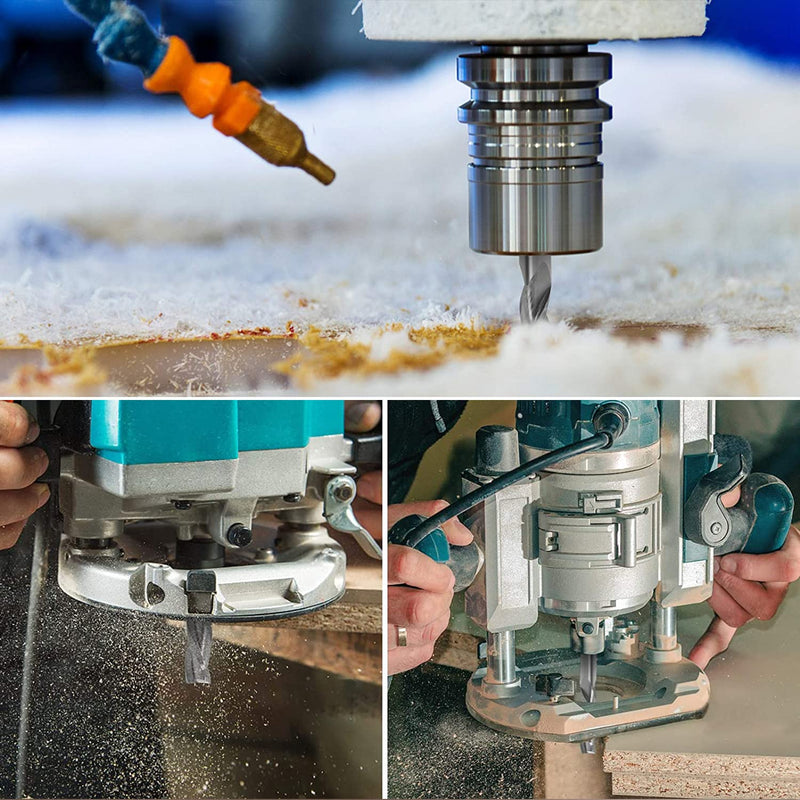 [Australia - AusPower] - Sinoprotools Spiral Groove Cutter 8 mm Shank/Solid Carbide End Mill / 45 mm Cutting Length Spiral Cutter / CNC Milling Cutter for Router / Compression Cutter Double Flute for Wood (2 + 2 Flutes) 8x45x100mm 