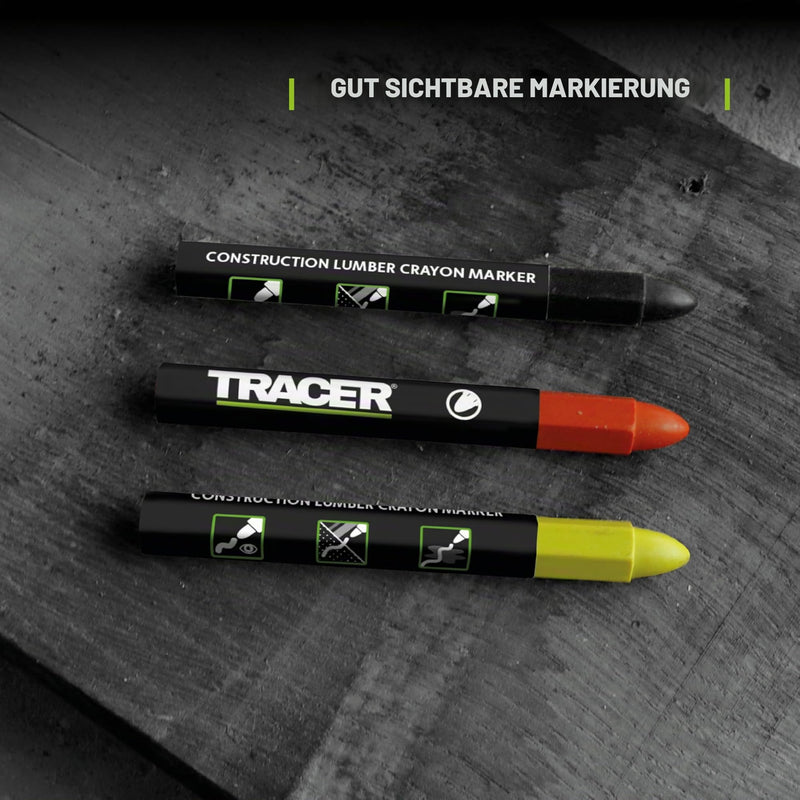 Tracer Grease Marker Chalk - Construction Site Signing Chalk - Pack of 12 Red | Forest chalk and grease chalk for wood, metal and concrete, wax pen for carpenters, roofers and bricklayers