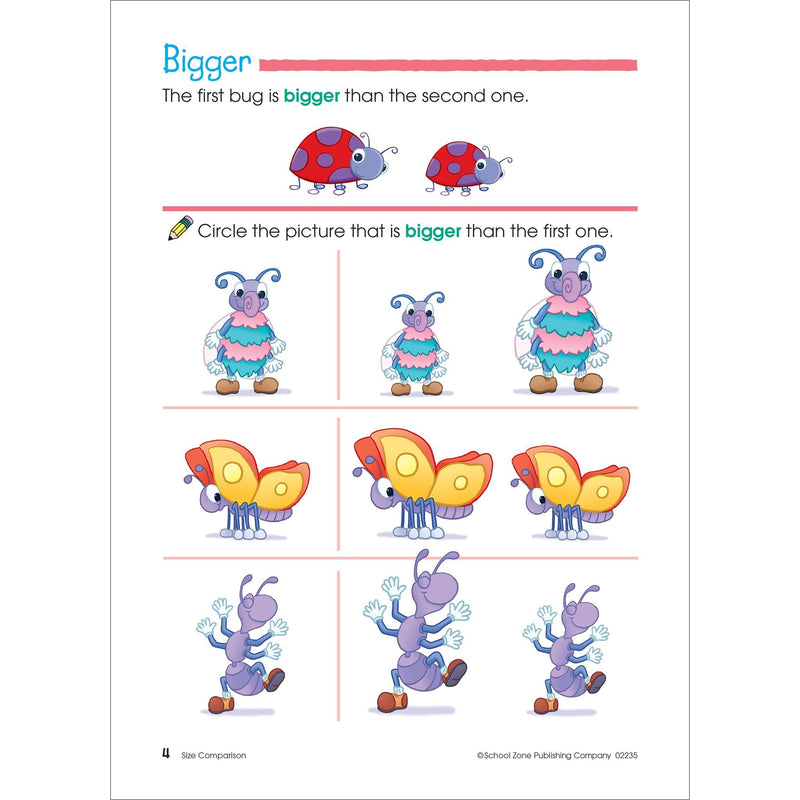 [Australia - AusPower] - School Zone Preschool Basics Workbook: Pre-K, Beginner Reading, Early Math, Colors, Numbers, Counting, Matching, Grouping, Beginning Sounds, Ages 3-5 
