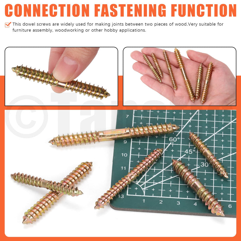 [Australia - AusPower] - Tanstic 80Pcs M6 M8 Hanger Bolts Double Ended Bolts Self-Tapping Screw Wood Dowel Screw for Wood Furniture(Color Zinc) M6, M8 Gold 