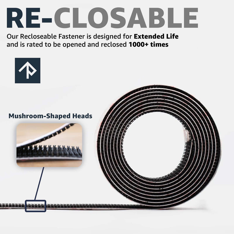[Australia - AusPower] - Industrial Strength - Black Indoor/Outdoor Adhesive Mounting Tape - Self Mating Reclosable Fastener Compatible with 3M SJ3550 / SJ3560 Dual Lock 10FT X 2 PACK 