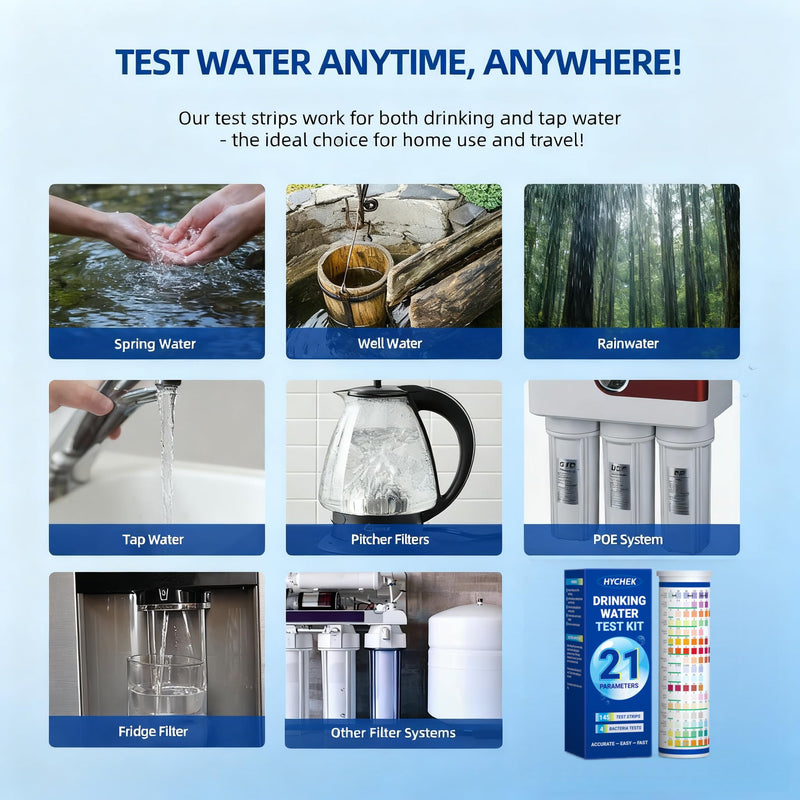 [Australia - AusPower] - 21 in 1 Drinking Water Testing Kit, 145 Strips + 4 Bacteria Tests, Well and Home Tap Water Test Kit, Accurate Test Strips for Lead, Fluoride, Chlorine, Hardness, pH, Iron, Copper, and More 