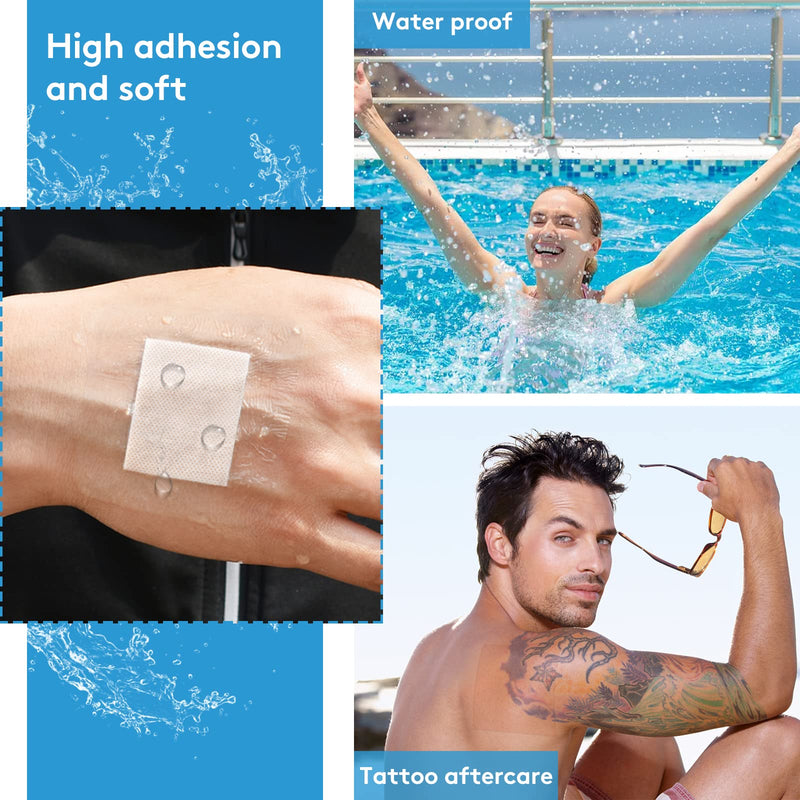 9 Rolls Waterproof Bandages, 3 Sizes Transparent Film Dressing, Clear Adhesive Bandages, Shower Shield Dressing Tape for Shower Tattoos(3 Sizes)