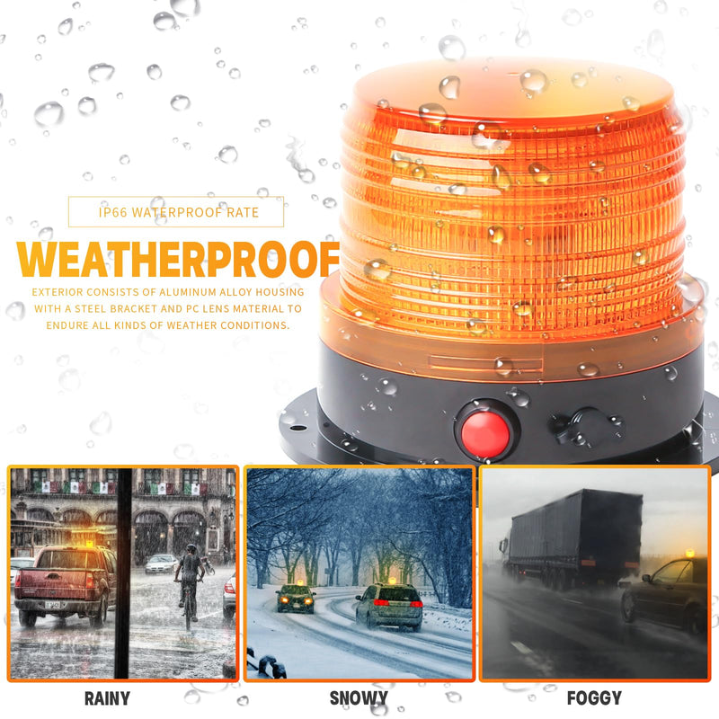 BooYu Battery Operated Amber Warning Beacon Light w/Magnetic Base, Portable Rechargeable Mini Roadside Roof Top Plow LED Strobe Emergency Flash Mail Lights for Trucks/Trailer/Vehicle 1-Pcs 1-Pcs (amber)