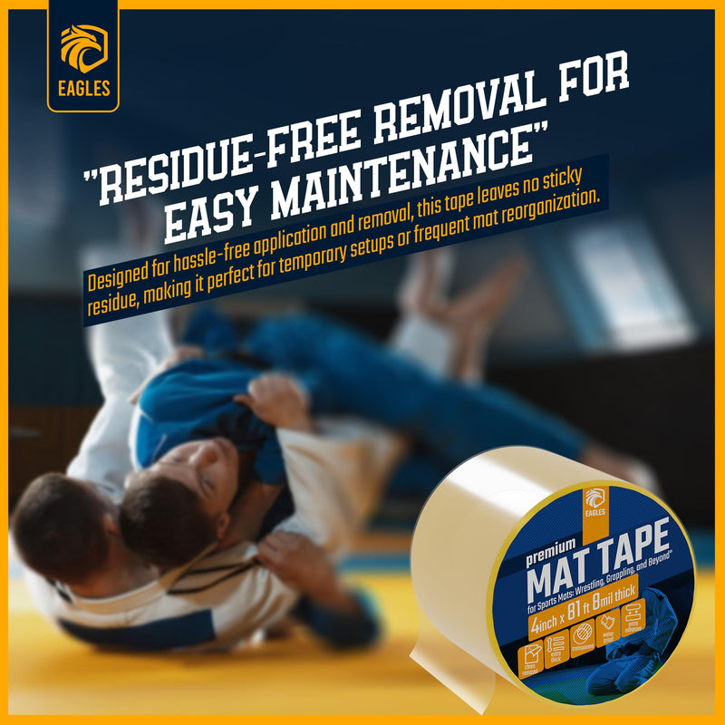 Clear Mat Tape for Wrestling Grappling Gymnastics Jiu Jitsu MMA Floor | Exercise Roll Out Mats Foam Tiles | Home Mats & Gym Floor Tape (1, 4 Inch) 1