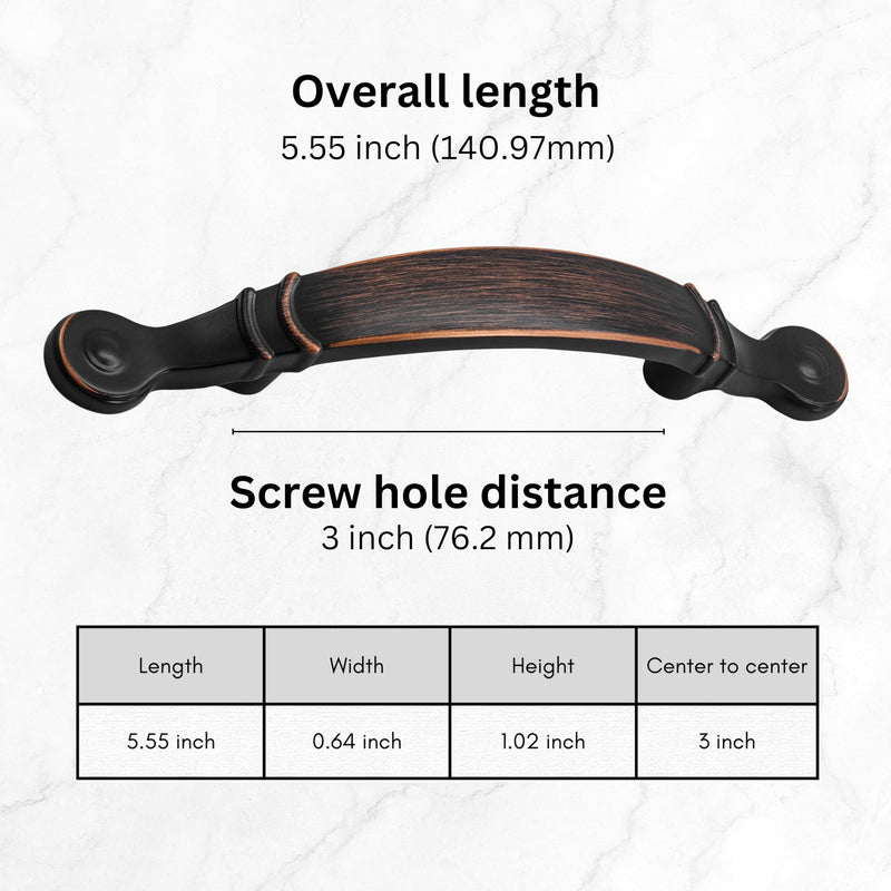HESTIA HARDWARE 10 Pack | 3 inch Kitchen Cabinet Handles Oil Rubbed Bronze | Vintage Bronze Cabinet Pulls and Handle for Drawer Dresser | Farmhouse Oil Rubbed Bronze Cabinet Pulls(Z10.10.O)