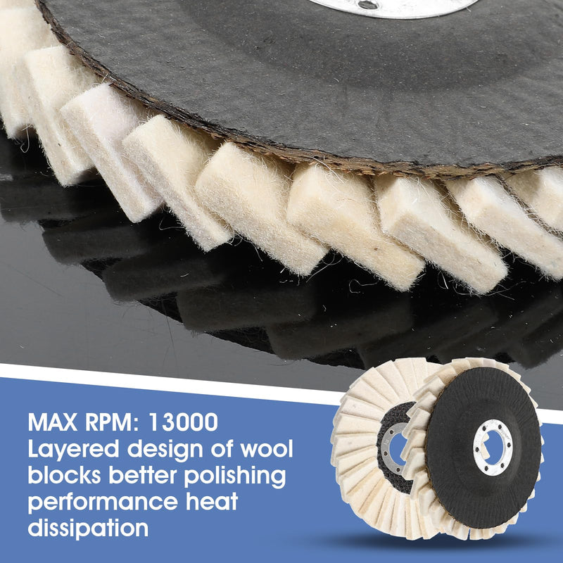 [Australia - AusPower] - Dimeho 10 PCS Wool Polishing Wheel Disc 4-1/2" x 7/8" Felt Flap Disc Stone Buffing Pad 4.5 Inch Polishing Flap Pads for Angle Grinder Metal Marble Furniture Car Wax Surface Finishing Restoration 