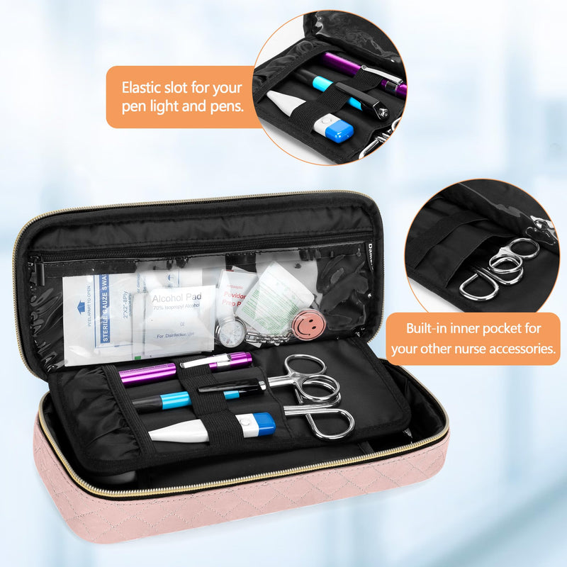 [Australia - AusPower] - Damero Protective Stethoscope Case with Divider for Nurse Accessories, Stethoscope Carrying Bag Travel Case Compatible with 3M Littmann/ADC/Omron Stethoscope and others, Misty Rose 
