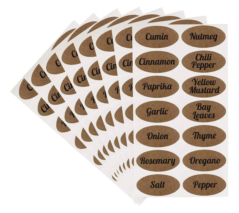 ChromaLabel 1 x 2 Inch Oval Kraft Labels, Imprinted, 112 Stickers per Pack, Assorted Spices 1" x 2"