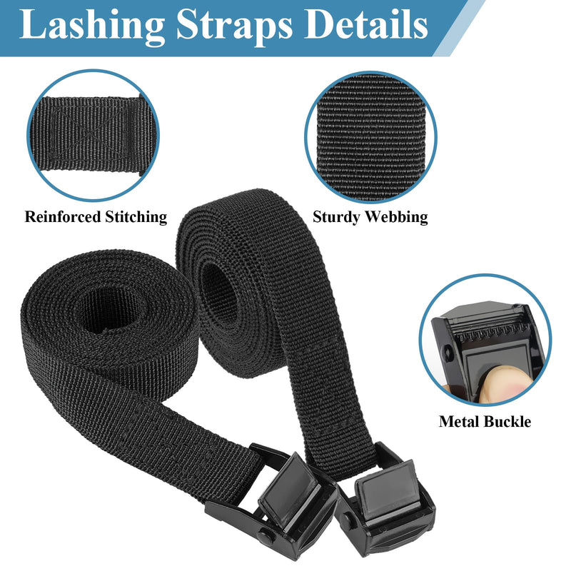 [Australia - AusPower] - PEASUG Tie Down Straps, 4 Pcs Lashing Small Ratchet Straps with Buckles, 0.78" x 5' Adjustable Simple Cinch Cam Pull Suitable for Trucks, Cargo, Luggage Black 0.78" x 5' 