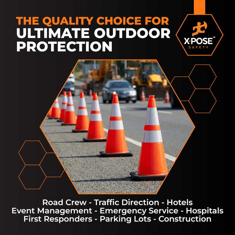 White+Hip Reflector Tape Cone Collar Set – 5 Pack, 4" & 6" Collars for 28" Wide Body Traffic Cones, High Visibility Reflective Stickers 4" and 6" fit 28" Cone