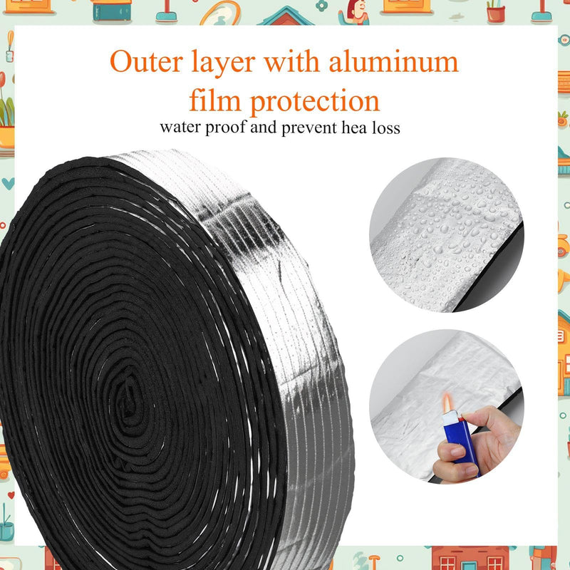 Pangda 3 Rolls Pipe Insulation Wrap Tape 2'' Wide 50 ft Outdoor Fiberglass Insulation Foam Water Pipe Wrap Aluminum Foil Self Adhesive for Winter Freeze Protection Heat Preservation