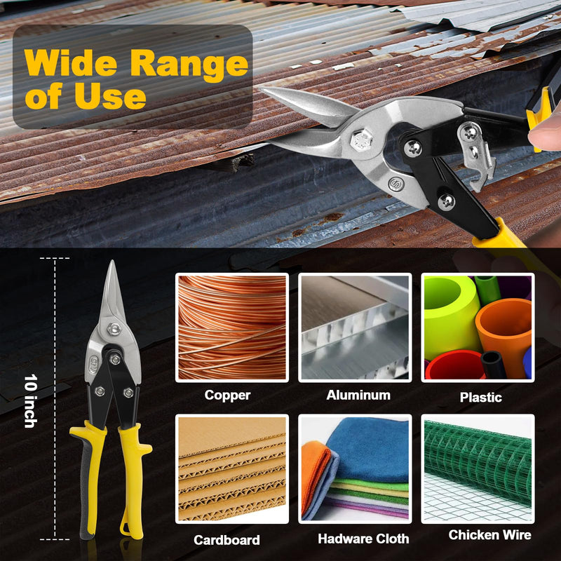 [Australia - AusPower] - 10 Inch Aviation Tin Snips, Heavy Duty Metal Cutter Shears for Cutting Sheet Metal, Straight Cut, Chrome Vanadium Steel 