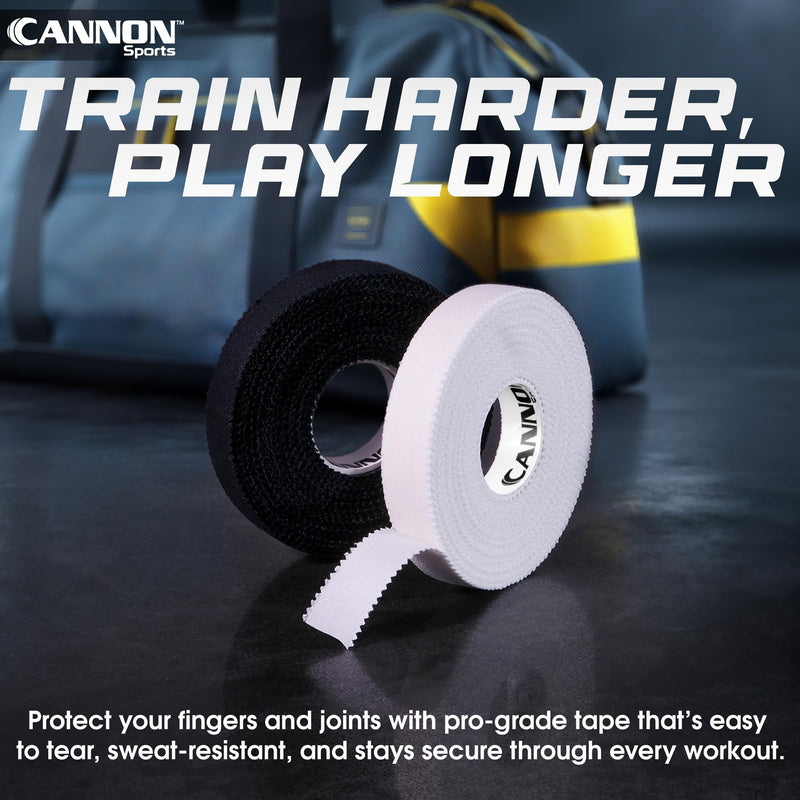 Cannon Sports 10 Pack Athletic Finger Tape - 0.5 Inch x 45 Feet Each Roll - Extra Strong Adhesive for Rock Climbing, Jiu-Jitsu, Wrestling, Martial Arts, Weight Training, Volleyball (White, 10 Pack) White