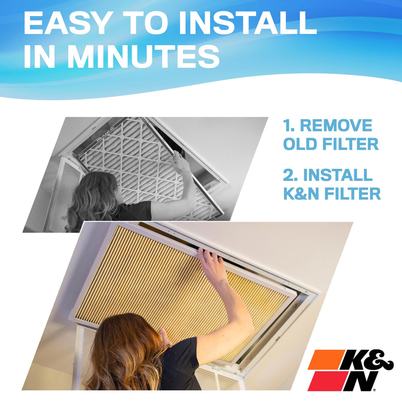 K&N 12x24x1 Air Filter, Merv 11, Washable Air Filter, the Last Furnace Filter You Will Ever Buy, Breathe Safely at Home or in the Office (Actual Dimensions .8 x 23.6 x 11.6 inches) 11.6" x 23.6" x 0.8"