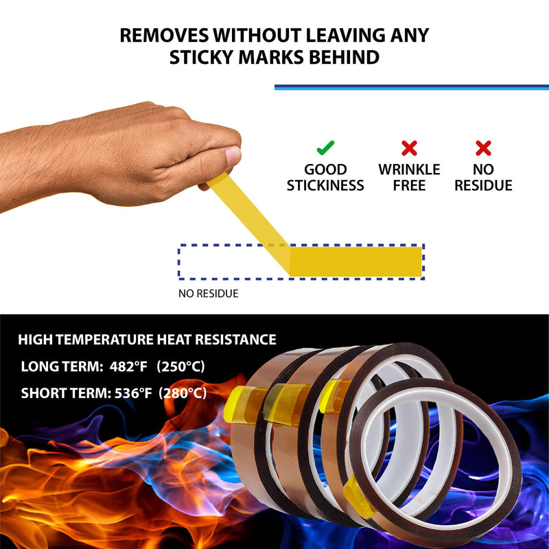 [Australia - AusPower] - 4 Rolls Heat Tape for Sublimation, 20mm & 10mm, 33 Meters(108ft) Length, Brown Heat Resistant Transfer Tape, No Residue Pack of 4 - 10mm x 2 & 20mm x 2 