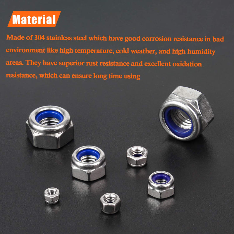 [Australia - AusPower] - 100 Pieces M5 x 0.8mm Nylon Insert Hex Lock Nuts, 304 Stainless Steel (18-8) Locknuts, Coarse Thread ?M5 x 0.8mm (100 PCS) 