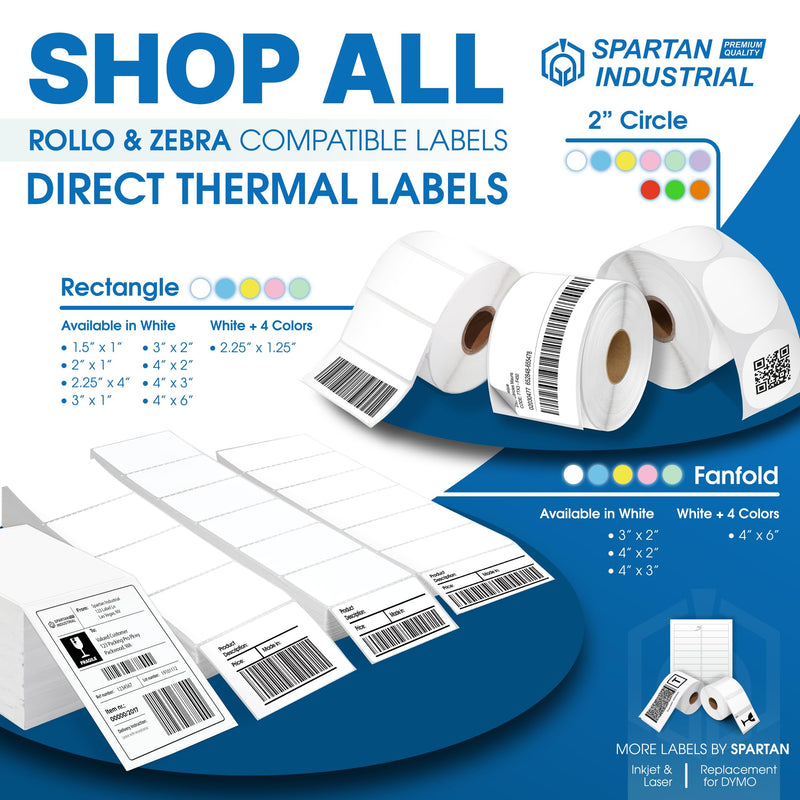 Spartan Industrial - 4" X 6" Yellow Direct Thermal Fanfold Labels (500 Count, 1 Stack) - Printable Postage Shipping Labels, Package Identification - Compatible with Zebra and Rollo Printers