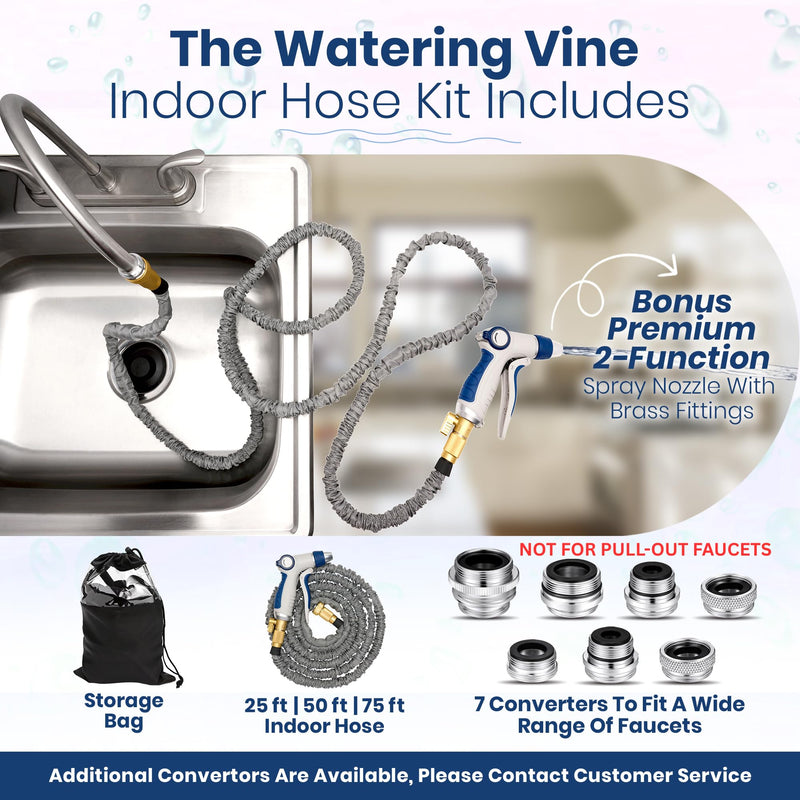 Indoor Sink Hose Attachment For Kitchen Sink or Bathroom Sink Faucet - Extra Long Utility Sink Hose (50 FT) For Watering Houseplants, Dog Washing, Household Cleaning 50 FT