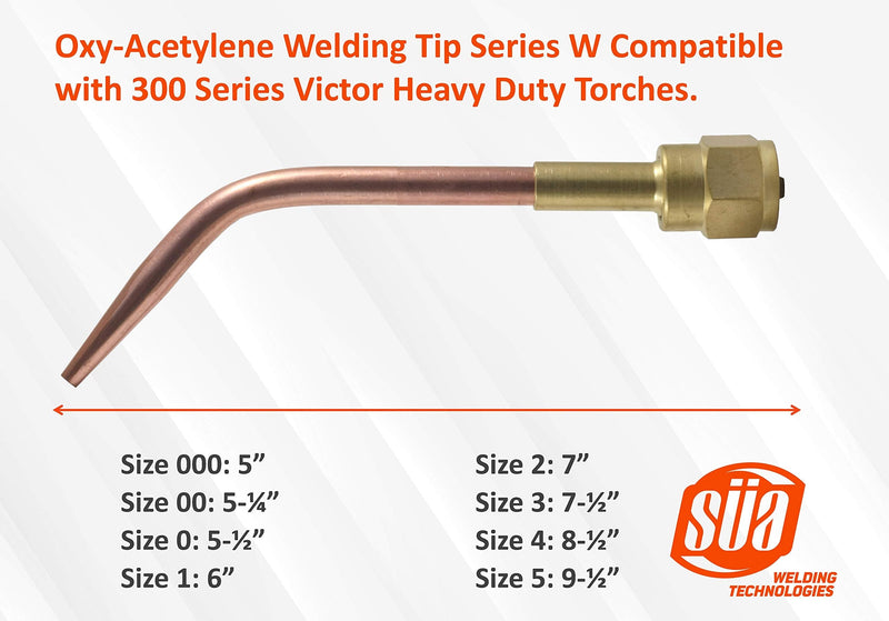 SÜA - (3 PACK) Welding Nozzle Replacement for 300 Series Victor torch handles. Sizes: 000, 00 and 0 #000, #00 & #0 (3-Pack)