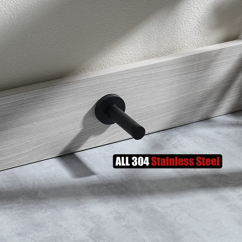 [Australia - AusPower] - JQK Door Stopper Black, 304 Stainless Steel Thicken 1mm Sound Dampening Door Stop Bumper Wall Protetor 2 Pack, Matte Black, DSB5-PB-P2 