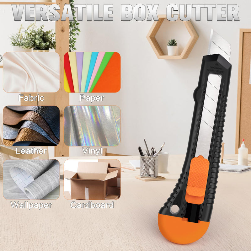 [Australia - AusPower] - 4 Pack Box Cutter, Utility Knife, Box Cutter Retractable with 18mm Snap-Off Blade, Box Cutters for Paper, Plastic, Cardboard, Box Cutter Knife, Razor Knife, Utility Knife Retractable 4 Pack 