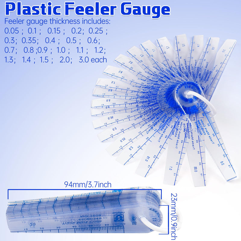 [Australia - AusPower] - 2 Set Plastic Feeler Gauge 0.05mm to 3mm Metric Gap 21 in 1 Measurement Tool 21 Leaf with Black Velvet Storage Bag for Automobiles, Electronics Industry Measuring Gap 2 