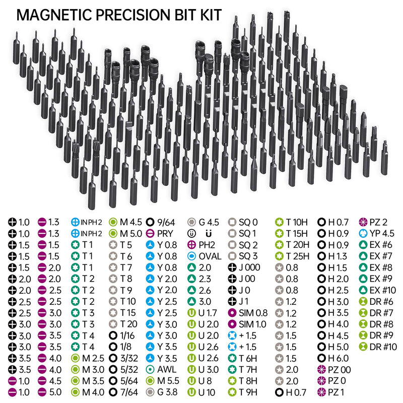 Mini Precision Manual Screwdriver Set,JAKEMY 180 in 1 Laptop Screwdriver Repair Tool Kit,Magnetic Multi-Bit Tiny Manual Screwdriver Bit Kit for DIY,Computer,PS5,Xbox,RC Car,Jewelers,Glasses,Watch,Home Jm-168