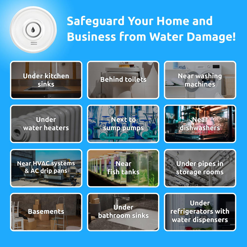 Drip Defender Pro Water Sensor | Wi-Fi Water Leak Detector for Home with 100dB Alarm, High Sensitivity, IP66 Waterproof, Easy Installation, Smart Moisture Alarm for Kitchens, Basements, and Bathrooms