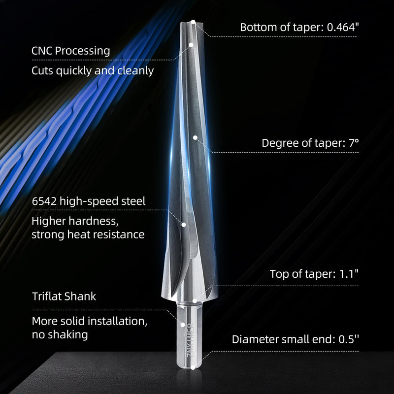 [Australia - AusPower] - 7 Degree Ball Joint Tapered Reamer Tie Rod for 1-1/2 inch Per Foot Tapered Ball Joint Reamer Made of 6542 High-Speed Tool Steel, Reamer Drill Bit Universal Reamer Tool Pipe Reamer 