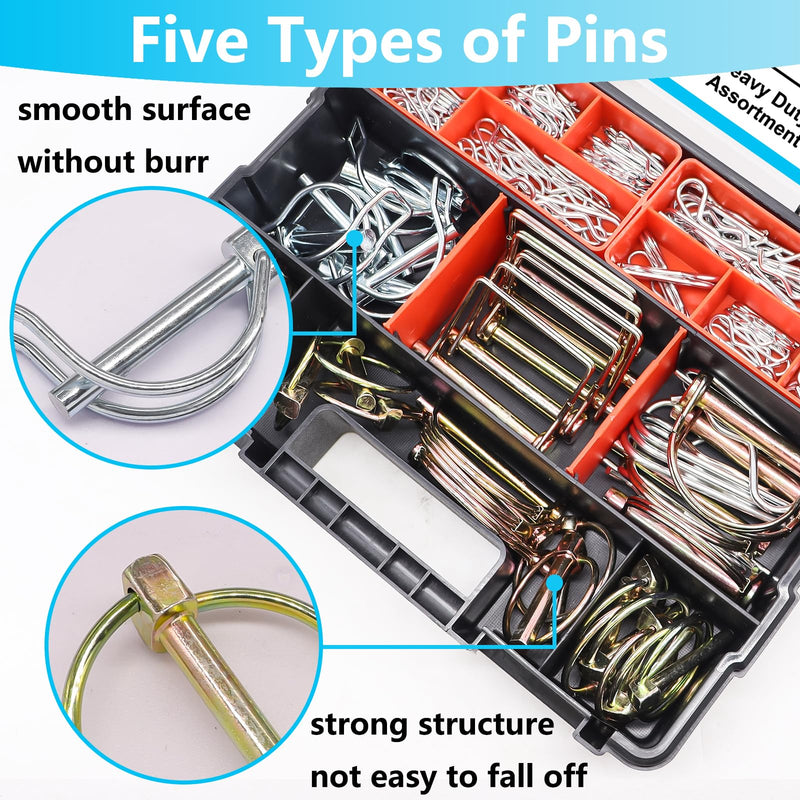 [Australia - AusPower] - 30 Sets 1/4-20 x 3/4" Furniture Screw Threaded Wood Inserts, Screw-in Nuts 1/4-20 x 19/32" Furniture Bolts Fastener Connector + 202Pcs Hitch Pins Clip Pins Assortment Kit 