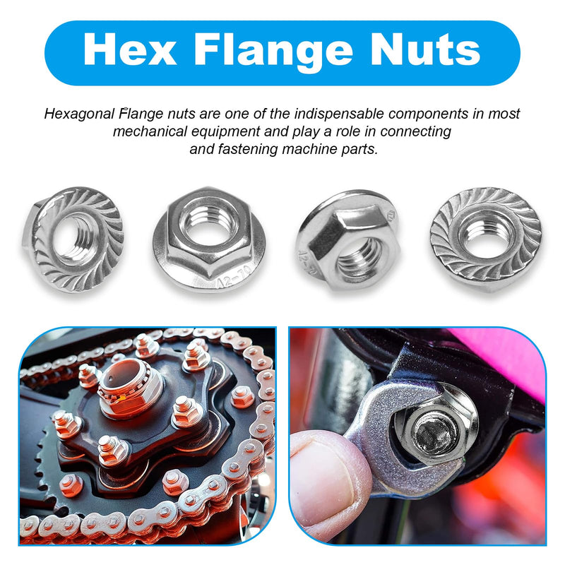 [Australia - AusPower] - Yinpecly 1/4-20 Serrated Flange Hex Nuts,1/4" Hexagon Flange Nuts,UNC Nuts Fasteners, 304 Stainless Steel,Full Thread, Hex Drive, Replacement Nut for Industrial Construction Fasteners, 50 Pack 