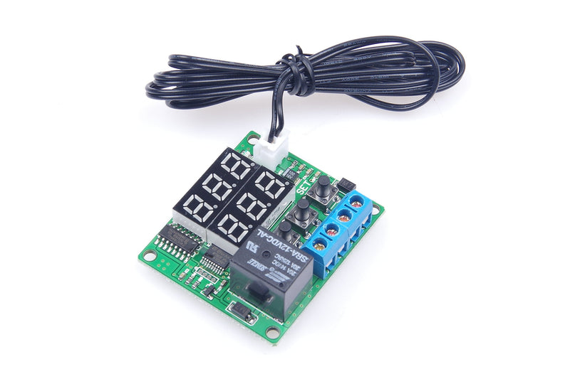 [Australia - AusPower] - DC 12V Digital Thermostat Module -58℉ to 257℉ Fahrenheit Temp Display Temperature Controller Board with 20A Relay Waterproof Sensor Probe Dual LED Display Red Red 