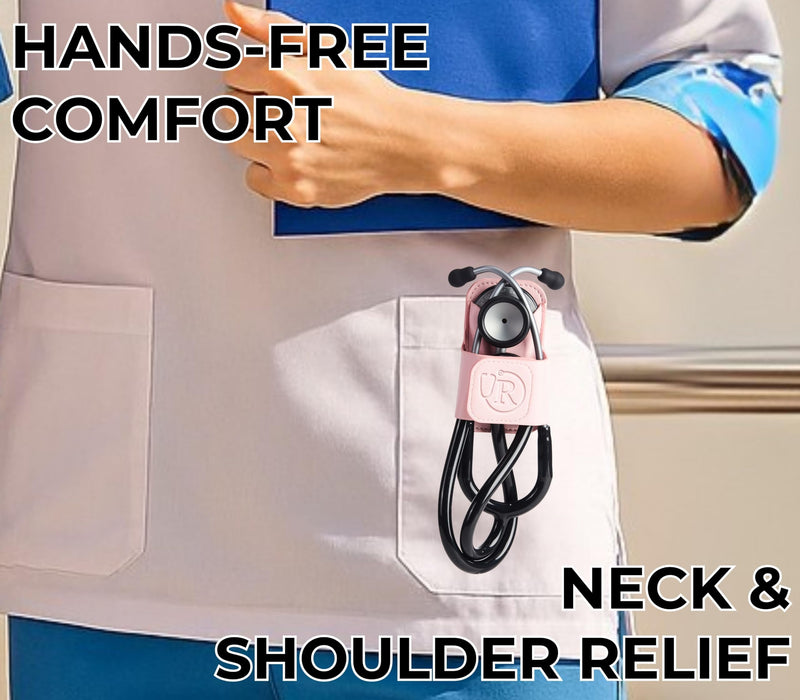 [Australia - AusPower] - Stethoscope Holder Clip, Nurse Gifts for Women/Men PU Leather Stethoscope Hip Holder Lightweight Portable Holster for Nurse, Suit for Most Stethoscope - B - Pur B - Purple 