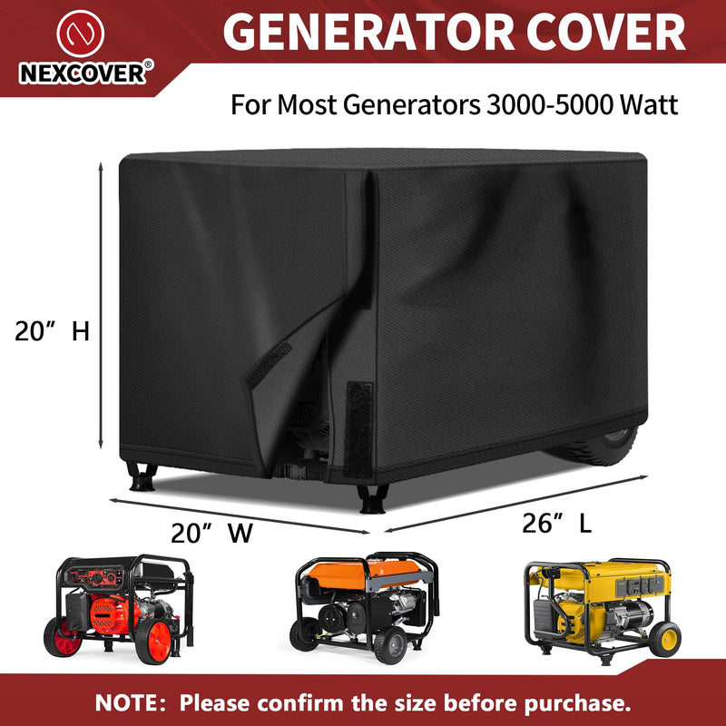 [Australia - AusPower] - NEXCOVER Waterproof Universal Generator Cover - Weather/UV Resistant Cover 26 x 20 x 20 inch, for Most Portable Generators 3000-5000 Watt, Black S: 26 x 20 x 20 inch 