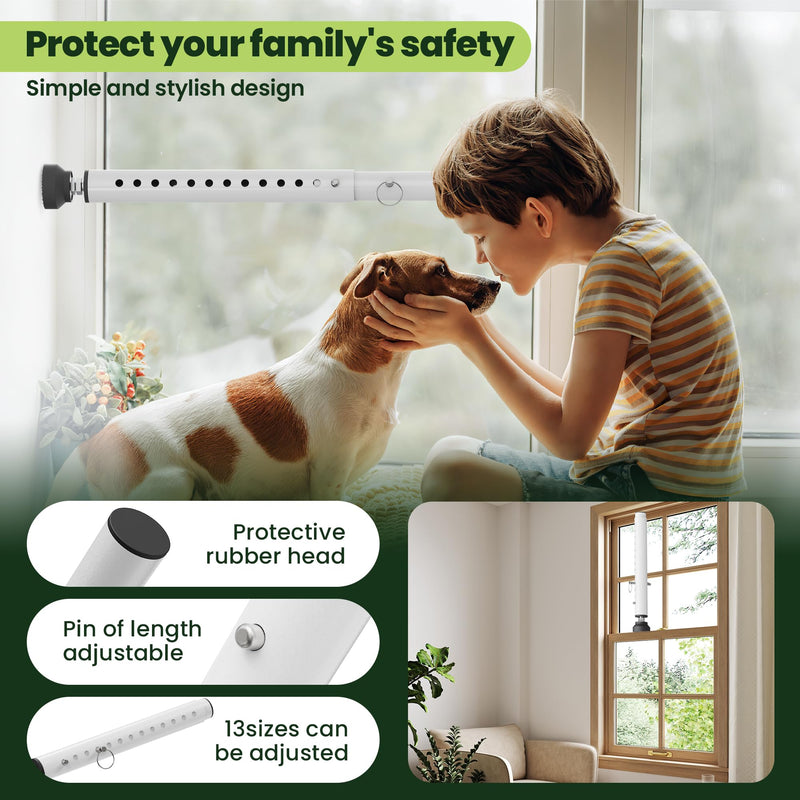 2 Pack Small Window Security Bars Adjustable 11"-18", Short Sliding Window Lock Bar for Small Windows, Child Safety & Anti-Theft Window Bar with Rubber Base for Bathroom & Basement Windows - White White - 2 Pack