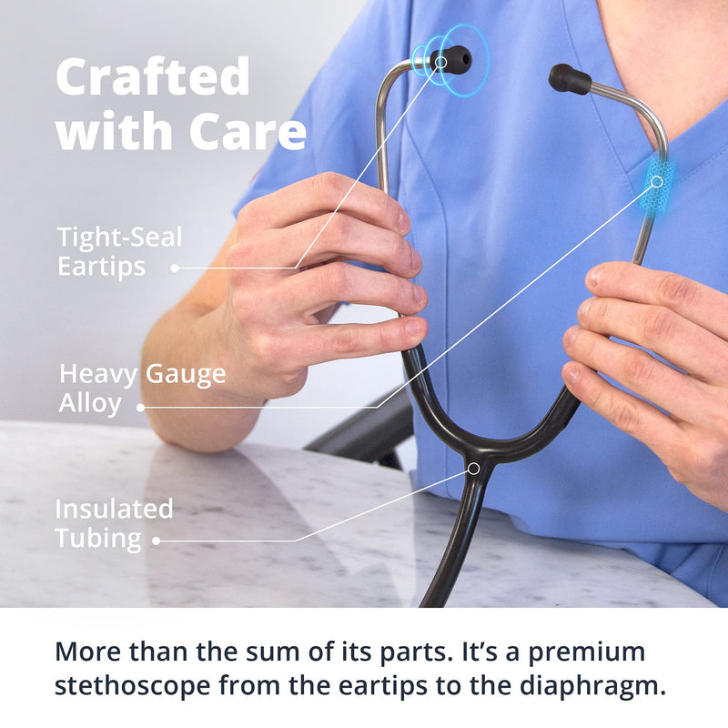 [Australia - AusPower] - Greater Goods Premium Dual-Head Clinical Grade Stethoscope for Doctors, Nurses, Students, First Aid Kit for Home, Black w/Stainless Steel Black w/Stainless Steel Binaural 