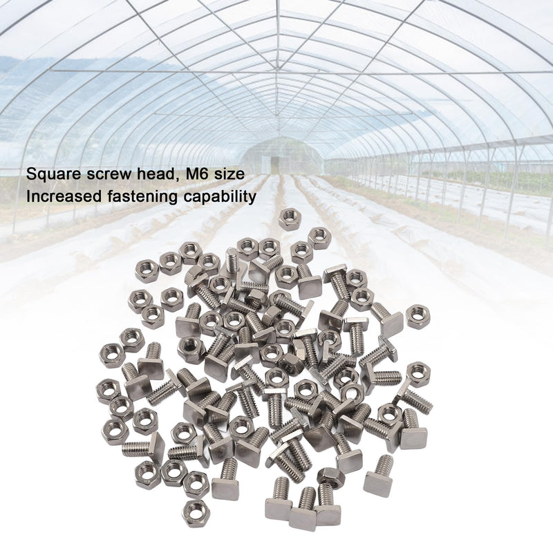 [Australia - AusPower] - 50 Sets Greenhouse Nuts and Bolts, Stainless Steel Ex Nuts and T Bolts Greenhouse Screws M6 X 13 Screws M6 Nuts Tool Assortment Set for Installing and Fixing Greenhouse 