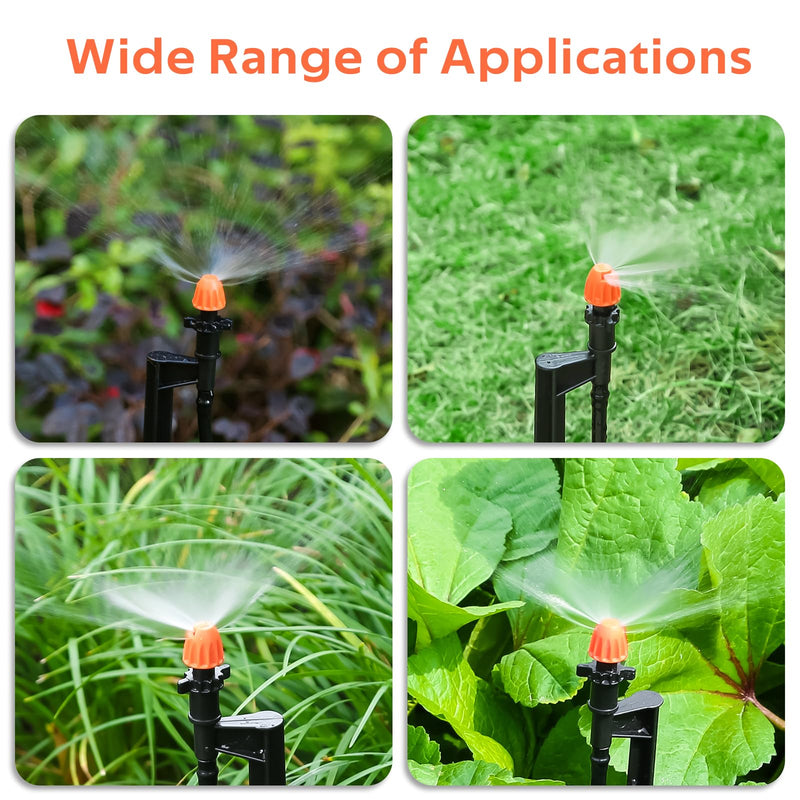 [Australia - AusPower] - 180 Degree Irrigation Sprinkler Heads: Micro Sprinkler Nozzle on 12 Inch Stake with 1/4" Tubing - Drip Spray Emitters for Garden Irrigation System 10pcs 18° Micro Sprinkler Heads 