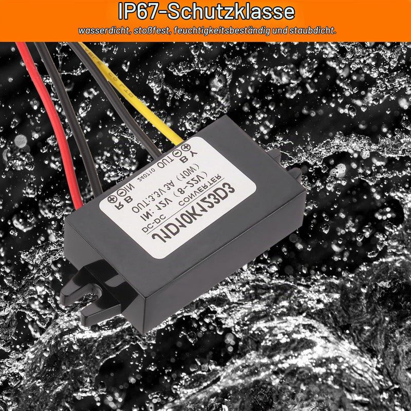 QUARKZMAN DC 12V to DC 3.3V Voltage Converter 3A 10W Step-Down Converter | Voltage Reducer IP67 Waterproof Transformer Power Supply Module Power Adapter for Car Truck Solar System