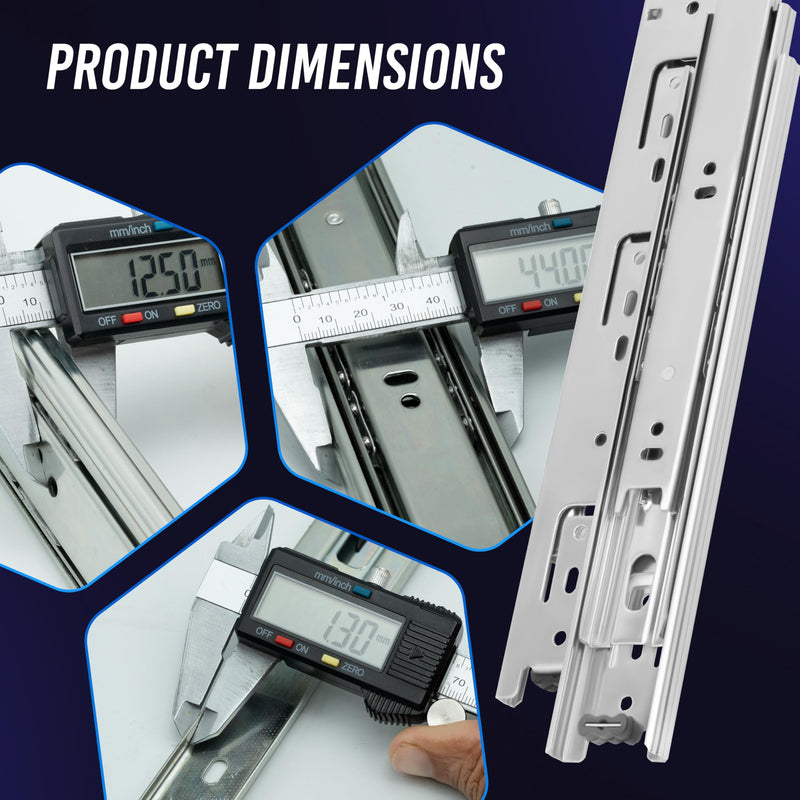 [Australia - AusPower] - Drawer Slides 12 Inches  Side Mount, Heavy Duty Drawer Slides Metal Ball Bearing Full Extension Drawer Rails for Kitchen Cabinets & SideTables 100 LB Capacity Silver-1-Pair 12 Inch 