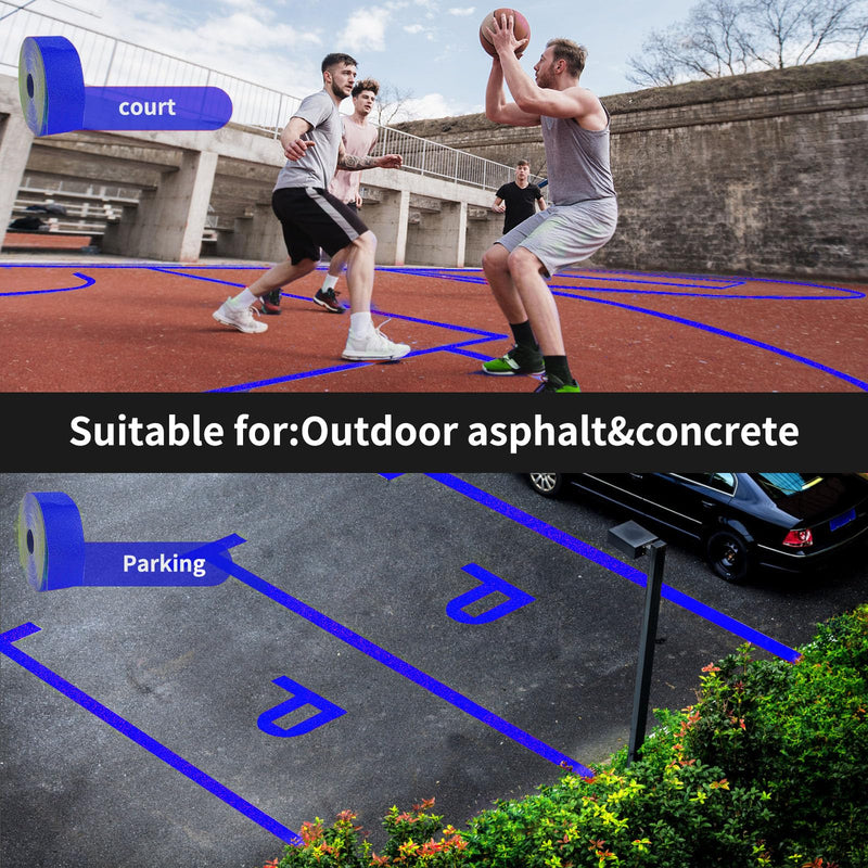 Pavement Marking Tape Slip-Resistant and Durable, Heavy-Duty Rubber Base for Outdoor Applications, Perfect for Driveways, Walkways, and Parking Areas (Blue, 2 Inch X 18 Feet) Blue