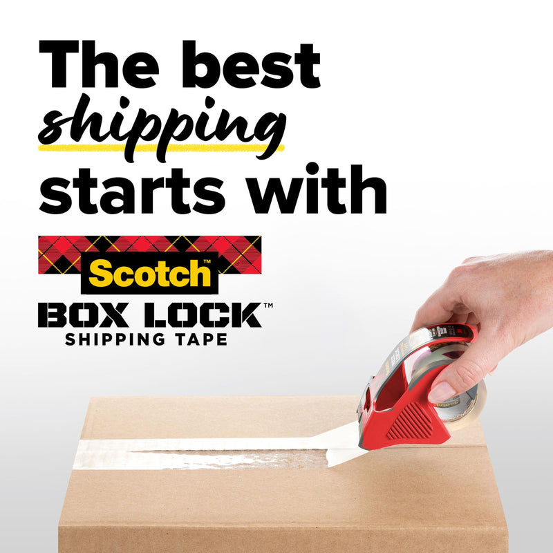 Scotch Box Lock Packing Tape, Clear, Extreme Grip Box Packaging Tape for Shipping and Mailing, 1.88 in x 1000 in, 1 Refill Roll Pack of 1