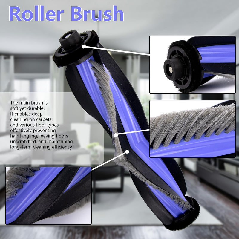 Replacement Parts Accessories Compatible with Lefant M3/ M3 MAX Robot Vacuum (2 Main Brush, 6 Hepa Filter, 6 Dust Bags, 8 Mop Pads, 6 Side Brushes,1 Screwdriver,1 Cleaning Brush) (M3/M3 MAX) M3/M3 Max