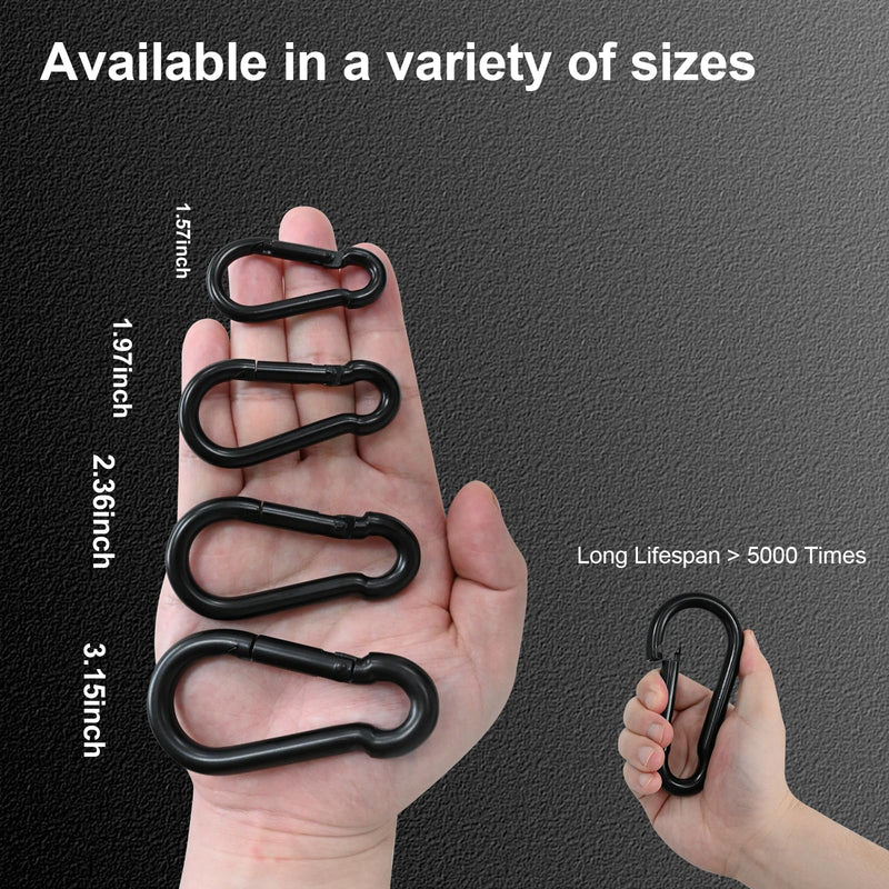 [Australia - AusPower] - KINLINK 25 Pack Black Carbon Steel Carabiner Clip, 1.97 inch Heavy Duty Spring Snap Hook, Small Carabiner Clips for Outdoor Camping, Swing, Hammock, Hiking, Fishing, Quick Link Keychain 1.97 IN 