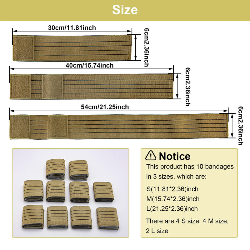 [Australia - AusPower] - Elastic Bandage Spare Parts Wrap Elastic Wrap Strape Band Straps Banda Elastica Lipo Pad Band Beauty Machine Accessories 3 Size 10 pcs Tan Elitzia Brown 
