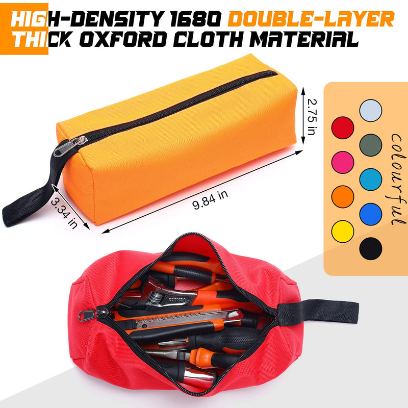9 Packs Small Tool Pouch Zipper Tool Bags Canvas Waterproof Versatile Hand Zippered Tool Pouches Heavy Duty Multipurpose Zipper Tool Pouch Tote Bag for Organizer Storage (9.8 x 3.3 x 2.7 Inch) 9.8 x 3.3 x 2.7 Inch
