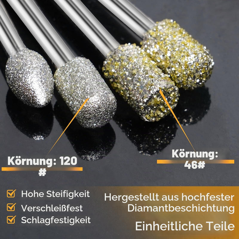 40 Piece Diamond Cutter Set for Dremel, 46 Grit and 120 Grit Diamond Burr Grinding Pins with 1/8 Inch Shank for Stone Glass Ceramic Grinding, Carving, Polishing, Engraving, Drilling 20pcs-120 grit, 20pcs-46 grit